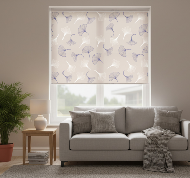 Rollo fenster wohnzimmer ginkgo blätter creme - TenStickers