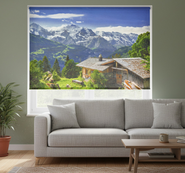 Rollo fenster wohnzimmer grindelwald schneeberge und wiese - TenStickers