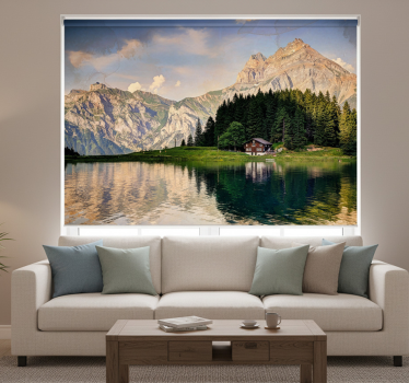 Rollo fenster wohnzimmer haus am see mit bergen - TenStickers