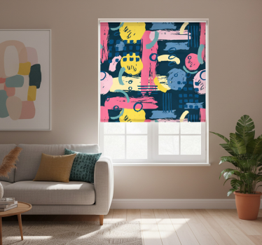 Rollo fenster wohnzimmer in bunten abstrakten farben - TenStickers