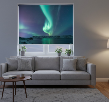 Rollo fenster wohnzimmer mit atemberaubendem nordlicht - TenStickers