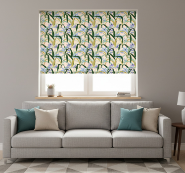 Rollo fenster wohnzimmer mit buntem blattmuster - TenStickers