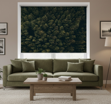 Rollo fenster wohnzimmer naturansicht grüne braune kiefern - TenStickers