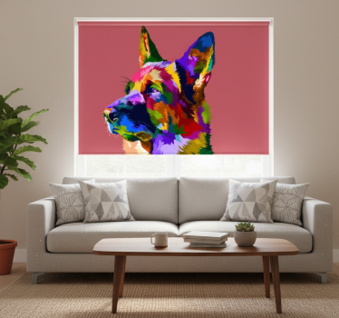 Rollo fenster wohnzimmer regenbogen deutscher schäferhund - TenStickers