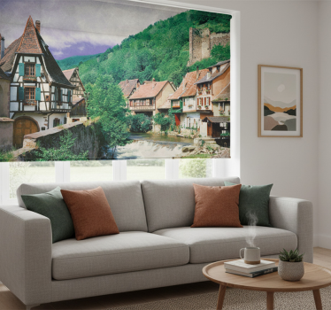 Rollo fenster wohnzimmer schöne stadt am fluss - TenStickers