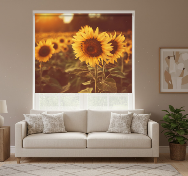 Rollo fenster wohnzimmer sonnenblumenfeld romantisch - TenStickers