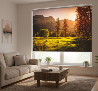 Rollo fenster wohnzimmer sonnenuntergang hinter bäumen - TenStickers