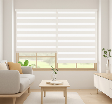 Rollo Fenster Wohnzimmer weiße horizontale streifen - TenStickers