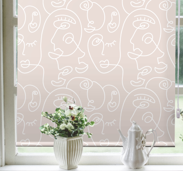 Rollo Fenster Zeichnungen abstrakte liniengesichter - TenStickers