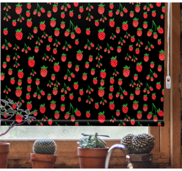 Rollo Obst und Gemüse Erdbeermuster auf dunklem Hintergrund - TenStickers