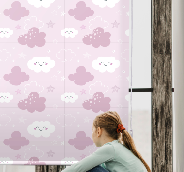 Rollo Wolken Rosa Hintergrund mit weißem happy - TenStickers