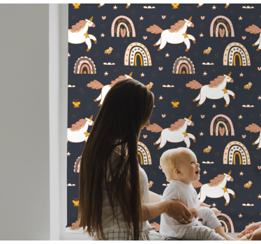 Rollo Kind Nahtlose einhörner dunkles Muster - TenStickers