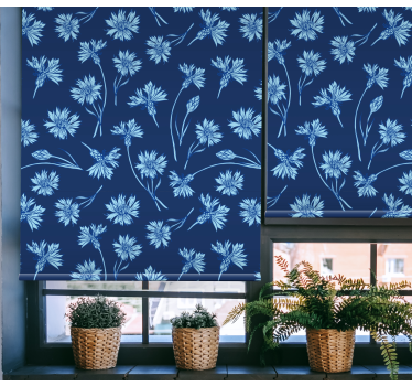 Rollo Wohnzimmer Marineblaue blumen - TenStickers