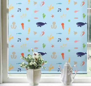 Rollo Wohnzimmer Meerestiere auf licht - TenStickers