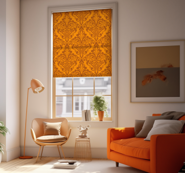 Rollos fürs Wohnzimmer vintager orangefarbener damast - TenStickers