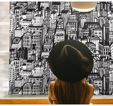 Zeichnungen Rollo Skyline von new york reflektiert - TenStickers