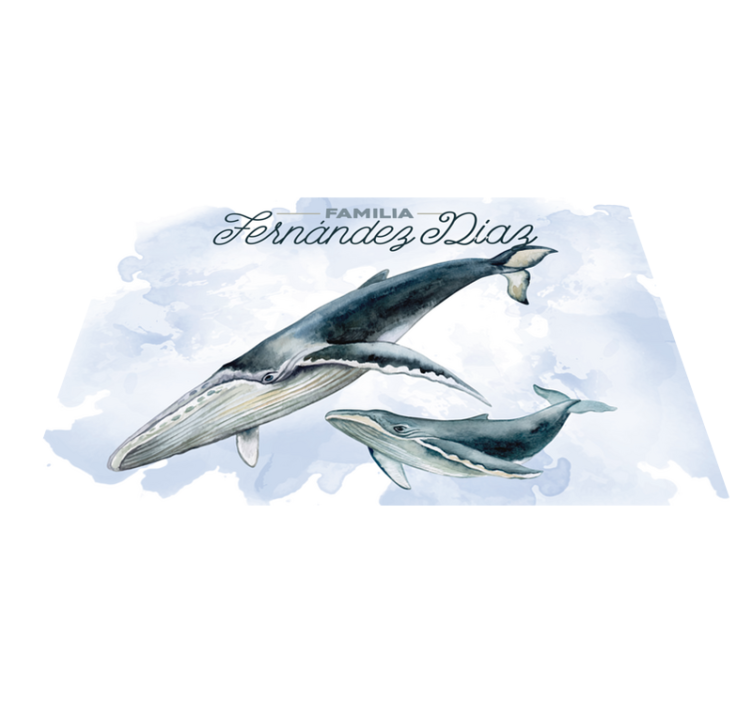 Tischset mit namen walfamilienillustration - TenStickers