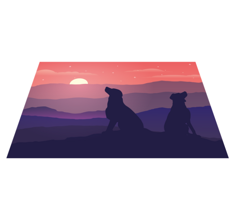 Sonnenuntergang und hund Vinyl Tischsets - TenStickers
