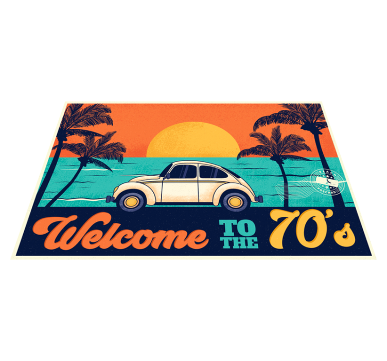Tischset elegant retro strandmotiv der 70er jahre - TenStickers