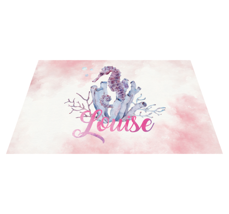 Tischset mit Namen Aquarell seepferdchen name - TenStickers