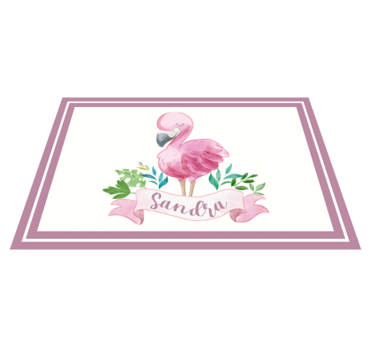 Tischset mit namen flamingo mit schleife - TenStickers