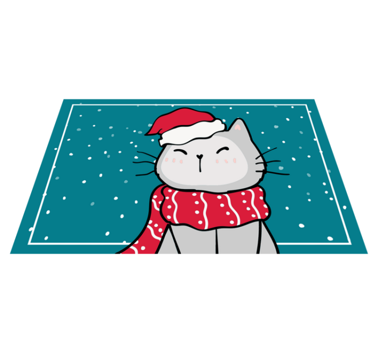 Tischset weihnachten fröhliche katze santa - TenStickers