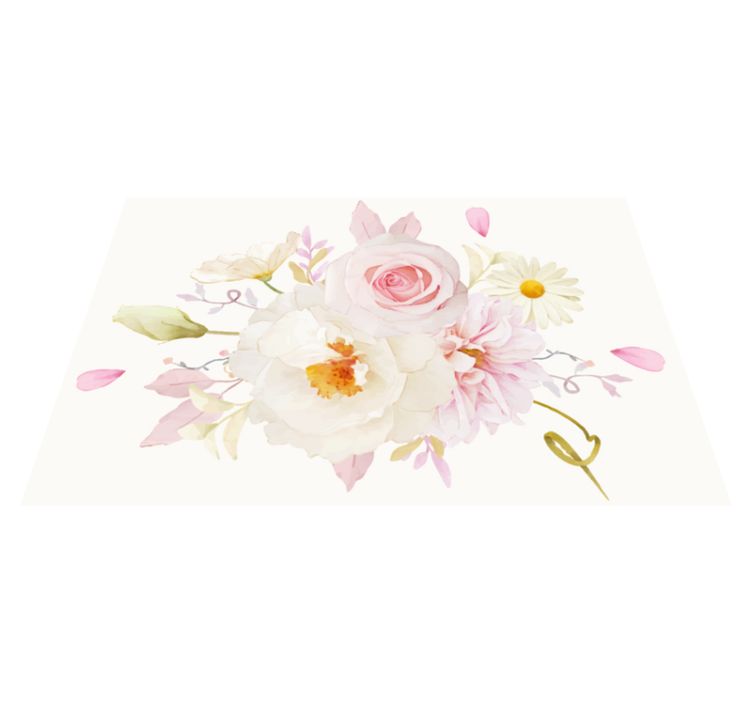 Tischset modern Weiße rosa blumen - TenStickers