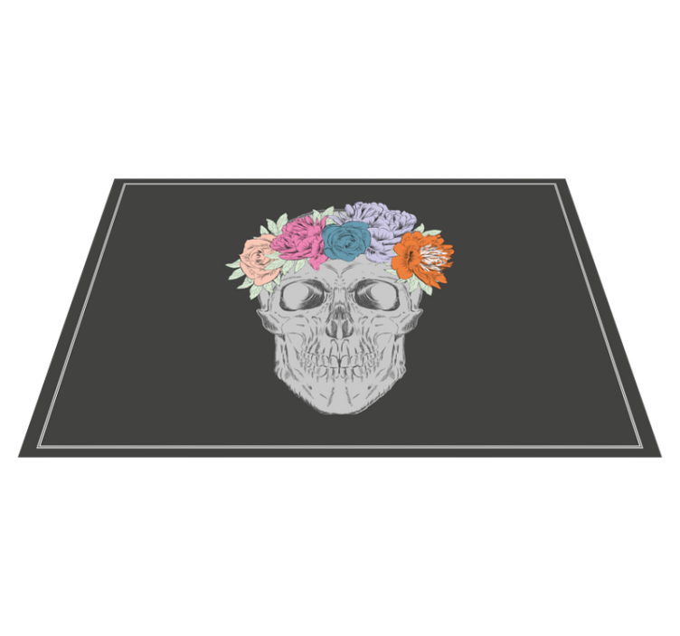 Tischsets originell mit totenkopf blumenkronen - TenStickers