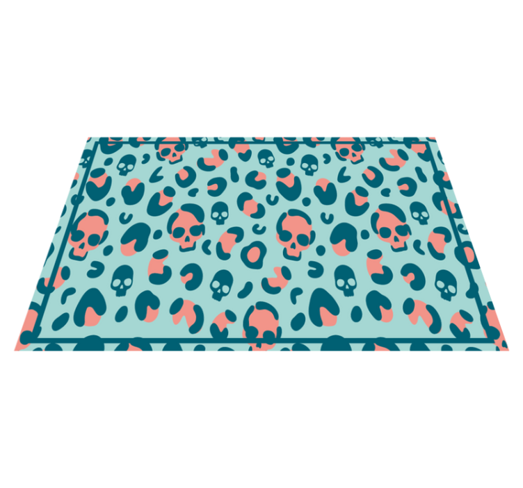 Tischset modern Blaues und pinkes totenkopf-leopardenmuster - TenStickers