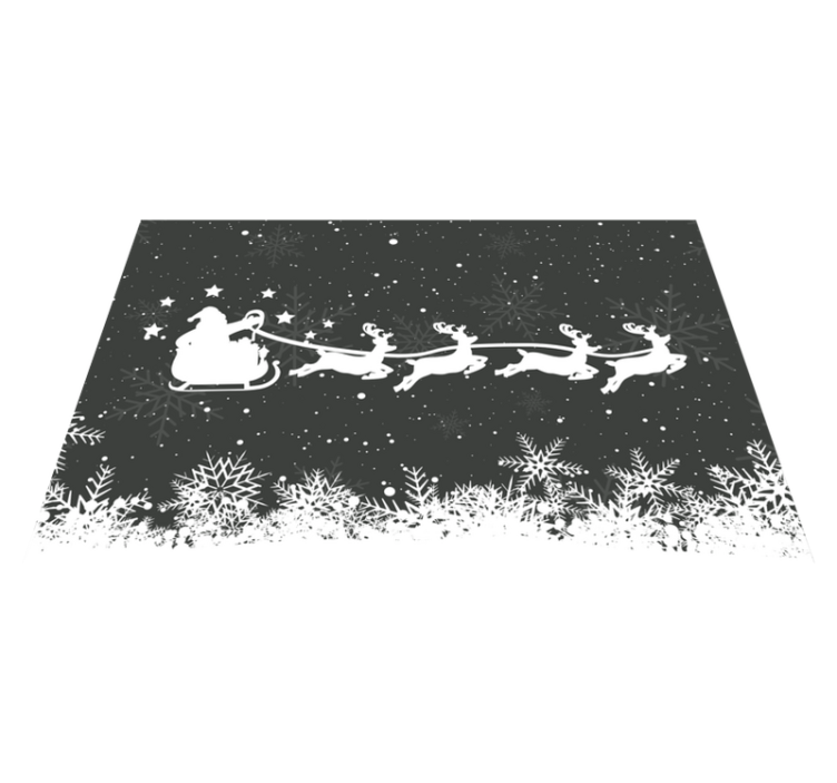 Tischset Weihnachten Schwarz-weißer weihnachtsmannschlitten - TenStickers