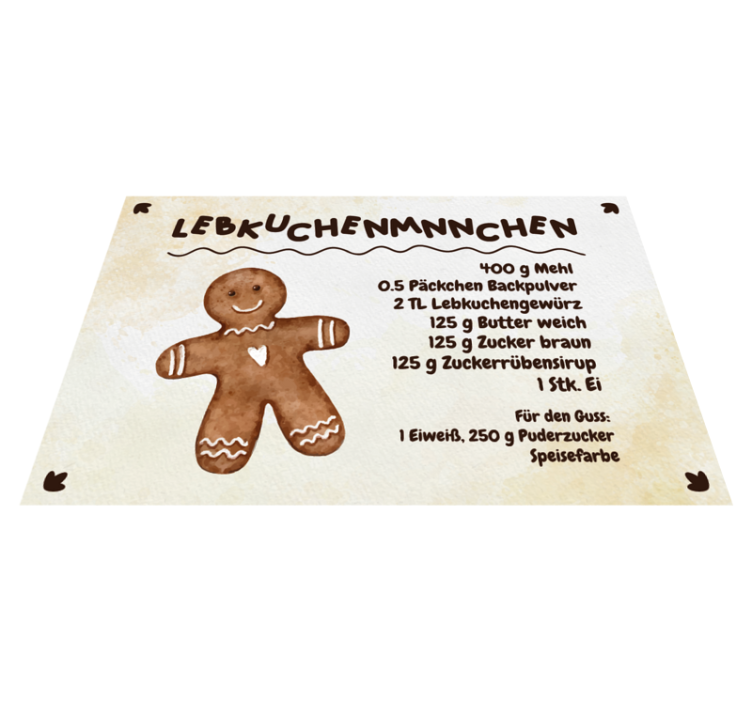 Tischsets originell Lebkuchenmann Rezept - TenStickers