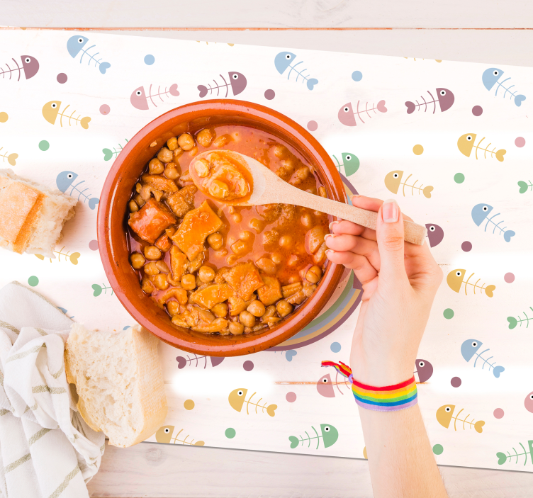 Tischset mit Namen bunte Gräten - TenStickers