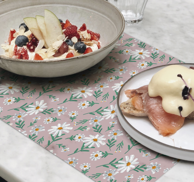 70er Jahre Gänseblümchen rosa Blumen Tischsets - TenStickers
