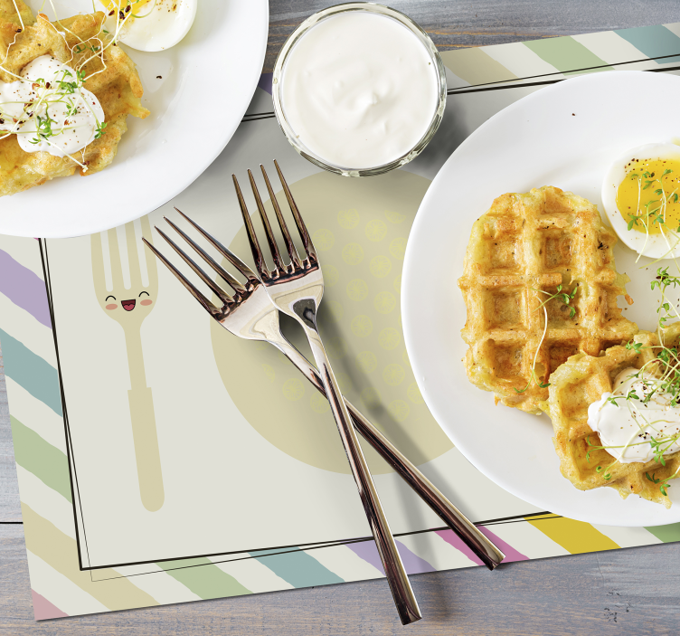 Tischset Kinder Bunter Teller und Besteck - TenStickers