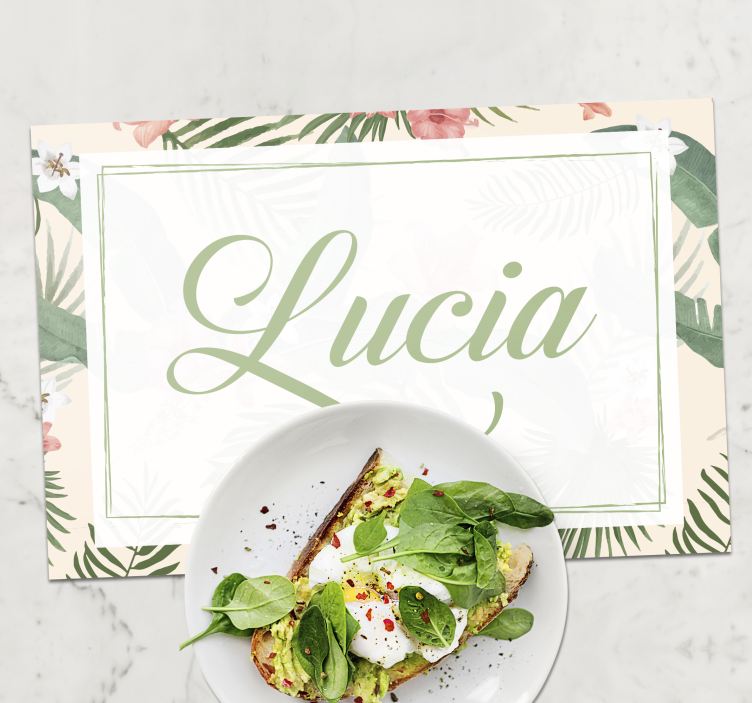 Tischset mit Namen Blumiger rahmen - TenStickers