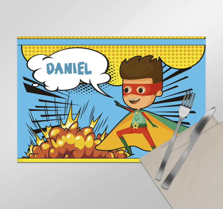 Tischset mit Namen comic SuperheldComic Superhelden - TenStickers