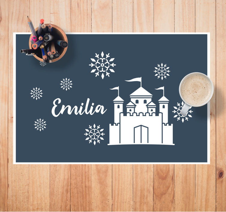 Tischset mit Namen Einfarbiges schloss mit schneeflocken - TenStickers