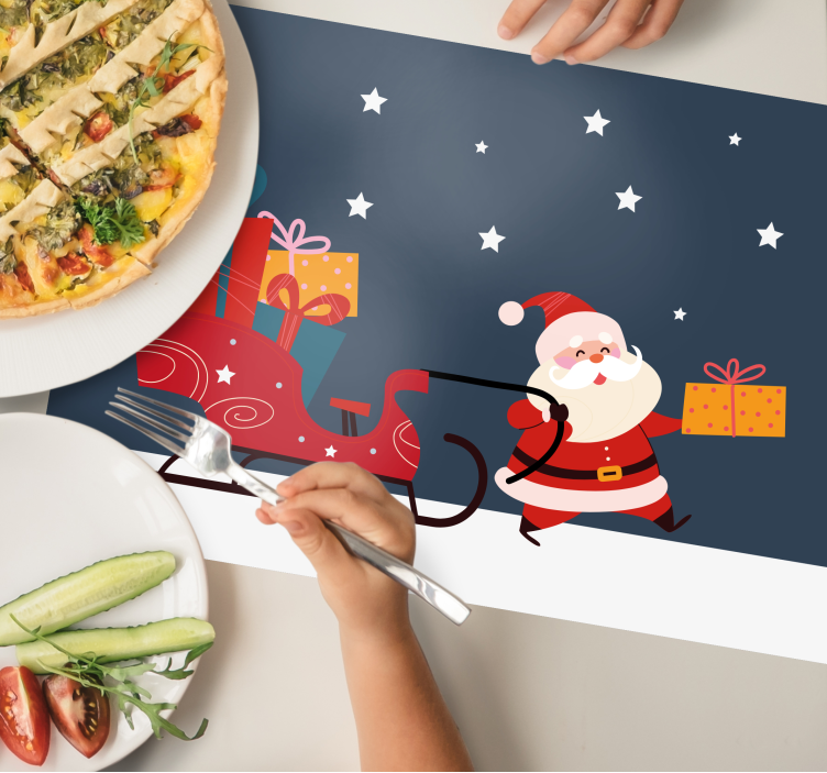 Tischset Weihnachten Cartoon-schlitten mit geschenken santa - TenStickers