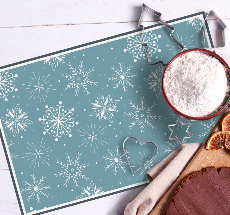 Tischset Weihnachten Dekorative blau-weiße schneeflocken - TenStickers