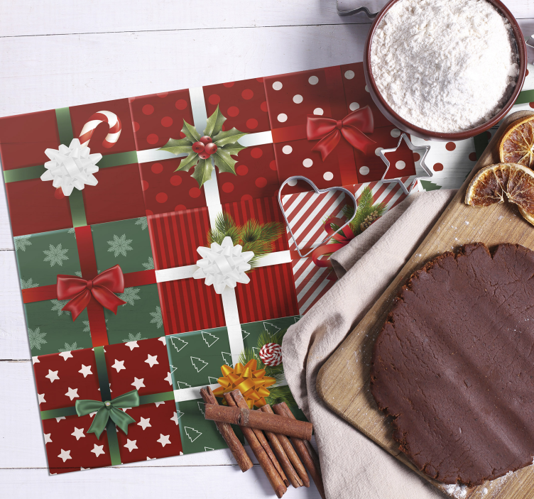 Tischset Weihnachten Geschenkboxen verpacken - TenStickers