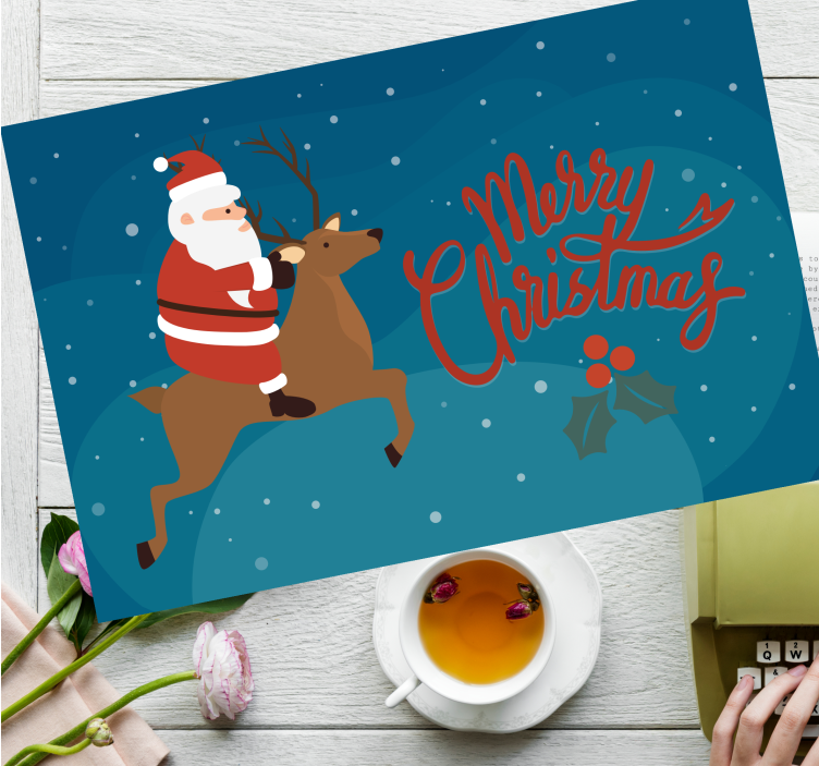 Tischset Weihnachten Weihnachtsmann mit rentier-design - TenStickers
