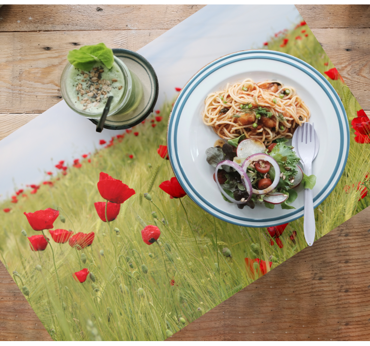 Platzset Blumen Rote rosen auf grüner wiese - TenStickers