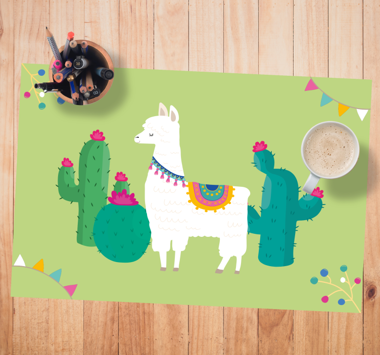 Tischset Kinder lama mit kakteen - TenStickers