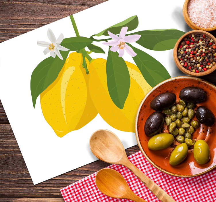 Platzset Zitrusfrüchte Blumige zitrone - TenStickers