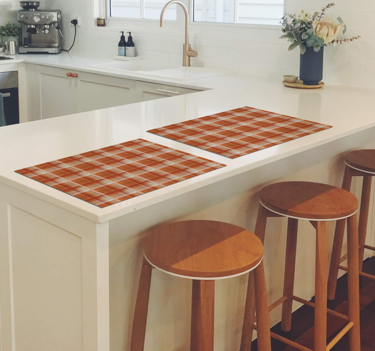 Tischset elegant kariertes orangefarbenes muster - TenStickers