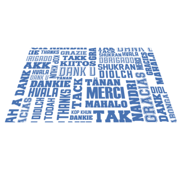 Tischset Text Danke in vielen Sprachen - TenStickers
