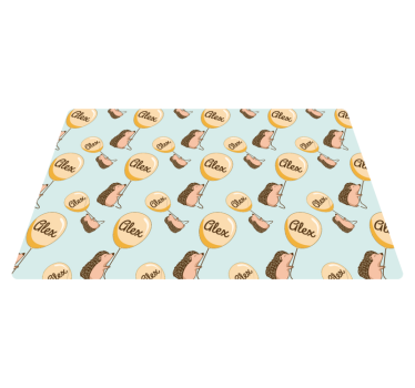 Stachelschwein mit Ballon und Namensigel Tischsets - TenStickers