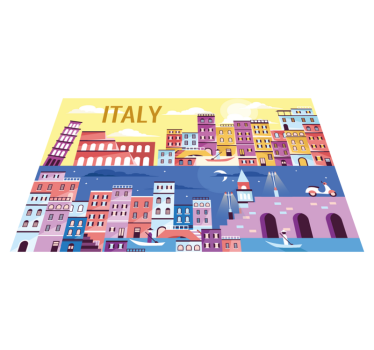 Tischset rechteckig Skyline von italien - TenStickers