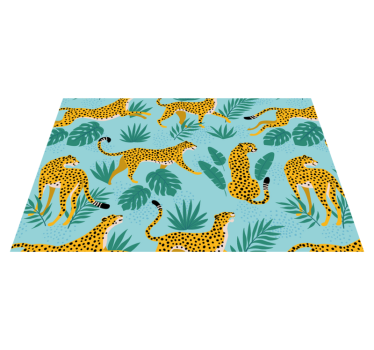 Tischsets originell mit leopardenmustern und grünen blättern - TenStickers