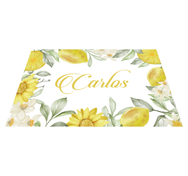 Tischset mit namen zitronenblumenarrangement - TenStickers